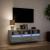 Comodă TV de perete cu lumini LED, gri sonoma, 130x31x45 cm GartenMobel Dekor