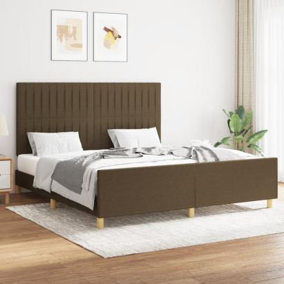 Cadru de pat cu tăblie, maro închis, 160x200 cm, textil GartenMobel Dekor