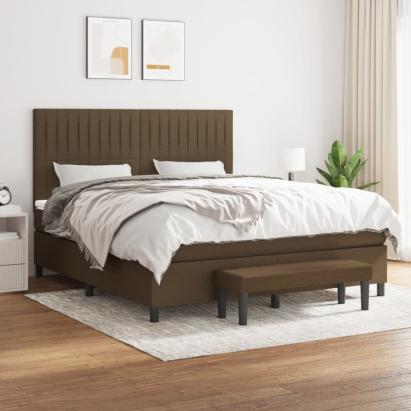 Pat box spring cu saltea, maro închis, 160x200 cm, textil GartenMobel Dekor