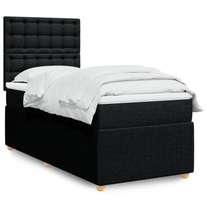 Pat box spring cu saltea, negru, 80x200 cm, textil GartenMobel Dekor