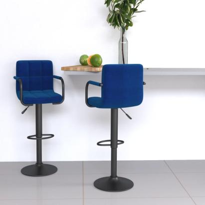 Scaune de bar, 2 buc., albastru, material textil GartenMobel Dekor