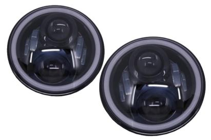 Faruri Full LED CREE Dublu Proiector Jeep Wrangler JK TJ LJ Land Rover Defender Mercedes W463 Negru Performance AutoTuning