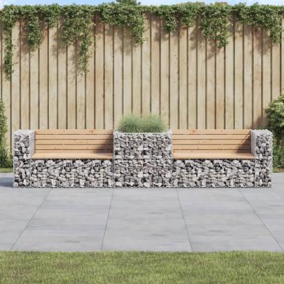 Bancă de grădină cu coș gabion, lemn masiv de pin GartenMobel Dekor