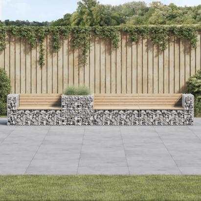 Bancă de grădină cu coș gabion, lemn masiv de pin GartenMobel Dekor