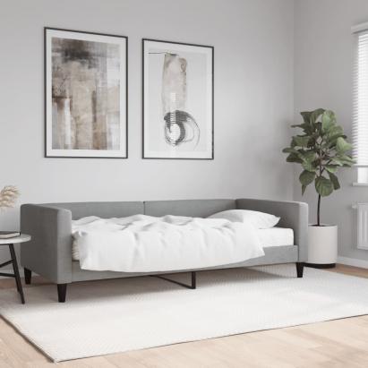 Pat de zi cu saltea, gri deschis, 90x190 cm, textil GartenMobel Dekor
