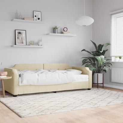 Pat de zi cu saltea, crem, 90x200 cm, textil GartenMobel Dekor
