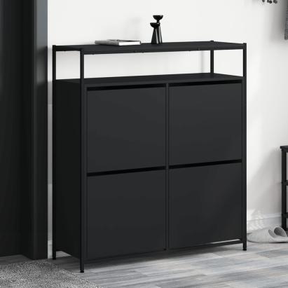 Dulap de pantofi cu 4 sertare rabatabile, negru, 100x34x112 cm GartenMobel Dekor