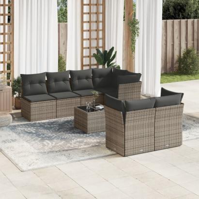 Set canapele de grădină cu perne, 8 piese, gri, poliratan GartenMobel Dekor