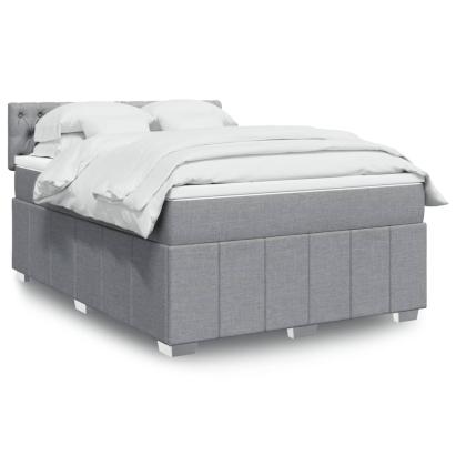 Pat box spring cu saltea, gri deschis, 140x190 cm, textil GartenMobel Dekor