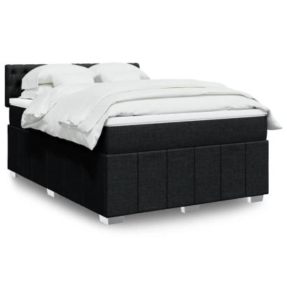 Pat box spring cu saltea, negru, 140x200 cm, textil GartenMobel Dekor