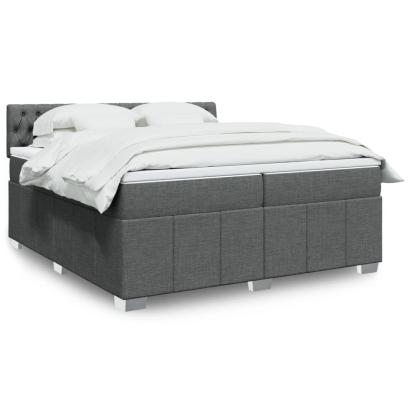 Pat box spring cu saltea, gri închis, 200x200 cm, textil GartenMobel Dekor