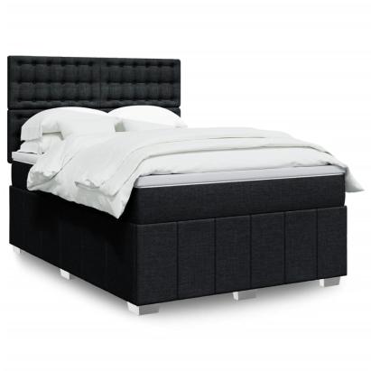 Pat box spring cu saltea, negru, 140x190 cm, textil GartenMobel Dekor