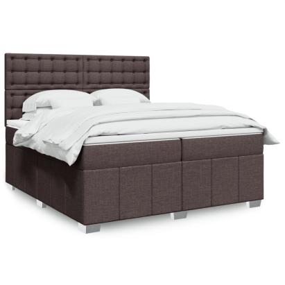 Pat box spring cu saltea, maro închis, 200x200 cm, textil GartenMobel Dekor