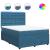 Pat box spring cu saltea, albastru, 140x190 cm, catifea GartenMobel Dekor