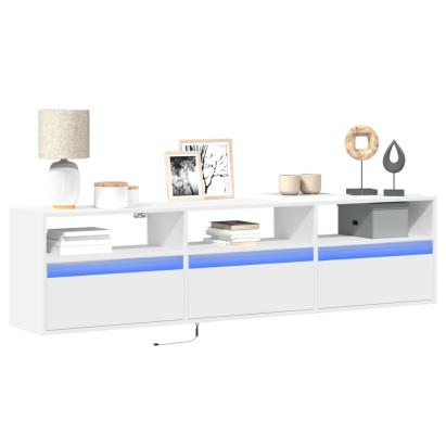 Comodă TV de perete cu lumini LED, alb, 180x31x45 cm GartenMobel Dekor