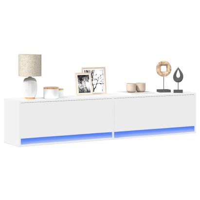 Comodă TV de perete cu lumini LED, alb, 180x31x38 cm GartenMobel Dekor
