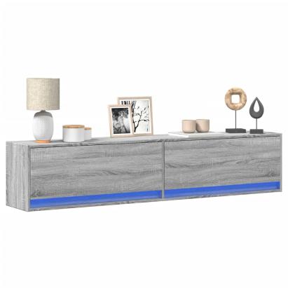 Comodă TV de perete cu lumini LED, gri sonoma, 180x31x38 cm GartenMobel Dekor