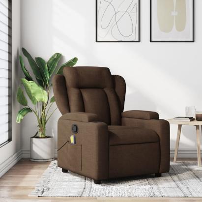 Fotoliu de masaj rabatabil, maro, material textil GartenMobel Dekor