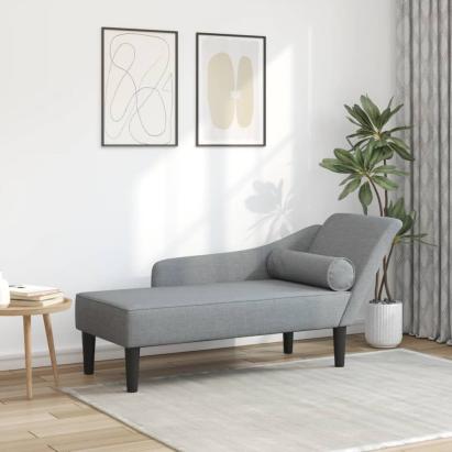 Șezlong cu perne, gri deschis, material textil GartenMobel Dekor