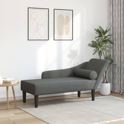 Șezlong cu perne, gri închis, material textil GartenMobel Dekor