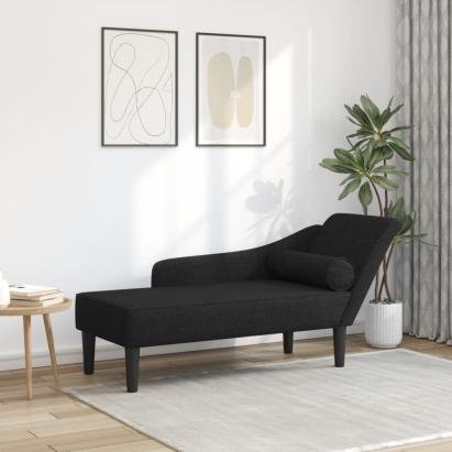 Șezlong cu perne, negru, material textil GartenMobel Dekor