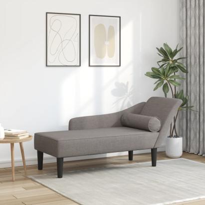 Șezlong cu perne, gri taupe, material textil GartenMobel Dekor