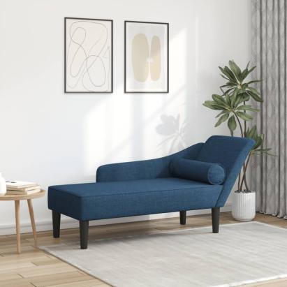 Șezlong cu perne, albastru, material textil GartenMobel Dekor