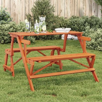 Masă de picnic cu bănci, lemn masiv brad, convertibilă 2 în 1 GartenMobel Dekor
