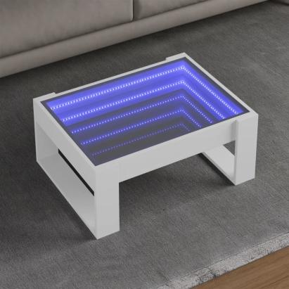 Măsuță de cafea cu LED infinity, alb, 70x53x30 cm GartenMobel Dekor