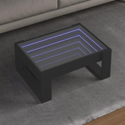 Măsuță de cafea cu LED infinity, negru, 70x53x30 cm GartenMobel Dekor