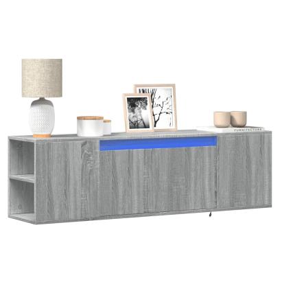 Comodă TV de perete cu lumini LED, gri sonoma, 135x31x39,5 cm GartenMobel Dekor