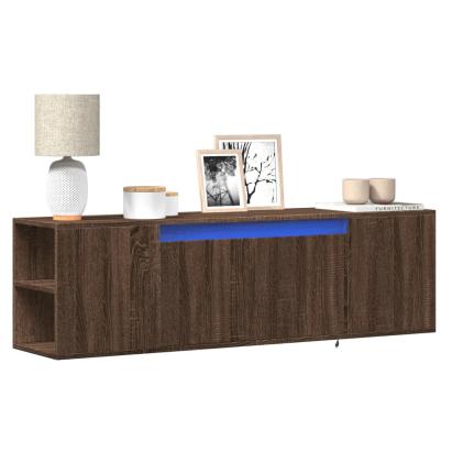 Comodă TV de perete cu lumini LED, stejar maro, 135x31x39,5 cm GartenMobel Dekor