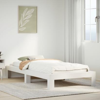 Cadru pat fără saltea, alb, 100x200 cm, lemn masiv pin GartenMobel Dekor