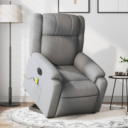Fotoliu electric masaj rabatabil cu ridicare, gri închis textil GartenMobel Dekor