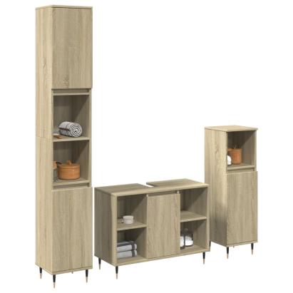 Set mobilier de baie, 3 piese, stejar sonoma, lemn prelucrat GartenMobel Dekor