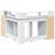 Birou cu lumini LED, alb, 130x130x91 cm, lemn prelucrat GartenMobel Dekor