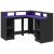 Birou cu lumini LED, negru, 130x130x91 cm, lemn prelucrat GartenMobel Dekor