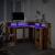 Birou cu lumini LED, lemn vechi, 130x130x91 cm, lemn prelucrat GartenMobel Dekor