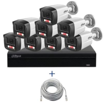 Kit supraveghere Dahua 8 camere 4MP Microfon PoE lentila 2.8mm, NVR 8 canale 12MP si cablu UTP CAT5 20m SafetyGuard Surveillance