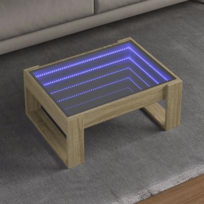 Măsuță de cafea cu LED infinity, stejar sonoma, 70x53x30 cm GartenMobel Dekor