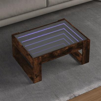Măsuță de cafea cu LED infinity, stejar fumuriu, 70x53x30 cm GartenMobel Dekor