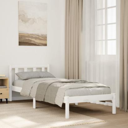 Cadru pat foarte lung fără saltea alb 90x220 cm lemn masiv pin GartenMobel Dekor