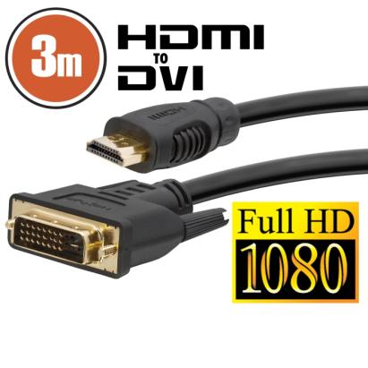 Cablu DVI-D / HDMI • 3 mcu conectoare placate cu aur Best CarHome