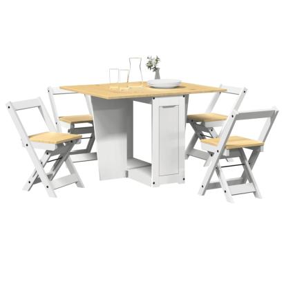 Set mobilier tip fluture Corona, pliabil 5 piese alb lemn pin GartenMobel Dekor