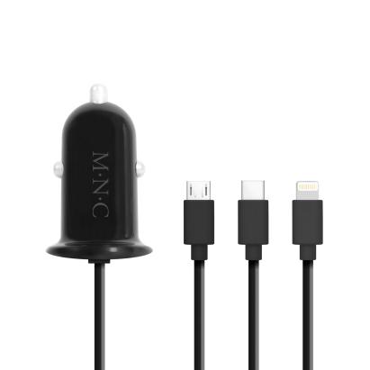 MNC - Adaptor 3 în 1 pentru bricheta auto + USB - negru Best CarHome