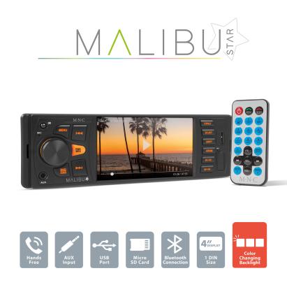 Unitate principală multimedia „Malibu Star” - 1 DIN - 4 x 50 W - BT - MP3 - AUX - SD - USB Best CarHome