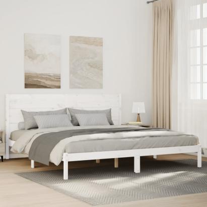 Cadru pat foarte lung fără saltea, alb, 140x220 cm lemn masiv GartenMobel Dekor