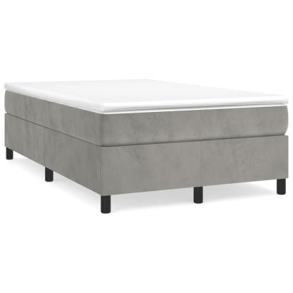 Pat box spring cu saltea, gri deschis, 120x190 cm, catifea GartenMobel Dekor