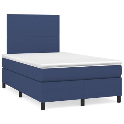 Pat box spring cu saltea, albastru, 120x190 cm, material textil GartenMobel Dekor