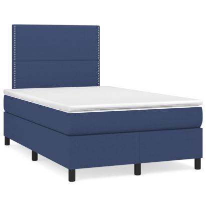 Pat box spring cu saltea, albastru, 120x190 cm, material textil GartenMobel Dekor